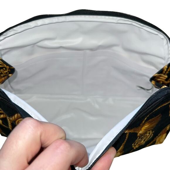 VTG Christian Dior Black Gold Monogram Logo Tassel Dragonfly Makeup Bag Case - Picture 13 of 15